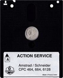 Cartridge artwork for Action Service on the Amstrad CPC.